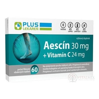 Plus Lékárna Aescin 30 mg + Vitamin C 24 mg tablet flm 60 ks – Hledejceny.cz