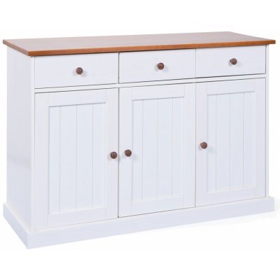 Inter Link Příborník/Komoda Westerland (Se 3 zásuvkami a 3 otočnými dvířky, bílá, sépie/hnědá) – Zbozi.Blesk.cz