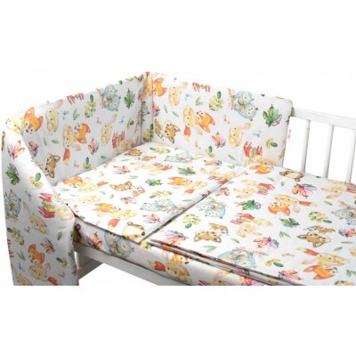 Baby Nellys 3-dílná sada Mantinel s povlečením Premium Cute Animals bílá 120 x 90 cm – Zboží Dáma