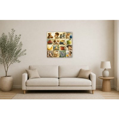 Obraz na plátně – Koláž prvních slov s dětskými motivy 80 × 80 cm – Hledejceny.cz