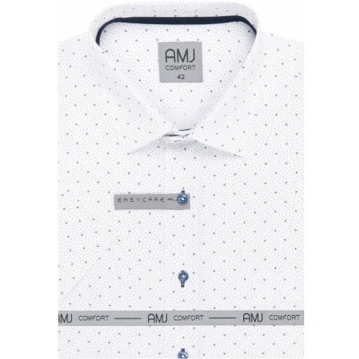 AMJ Comfort fit košile s krátkým rukávem bílá s drobným vzorem