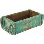 Sanu Babu Truhlík pod květináč z teakového dřeva, zelená patina, 31x15x10cm – Sleviste.cz