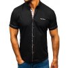 Pánská Košile Bolf 5509-1 Černá pánská elegantní košile s krátkým rukávem