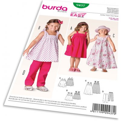 Střih Burda 9437 - Jednoduché dětské šaty, dlouhé letní šaty, kalhoty – Zbozi.Blesk.cz