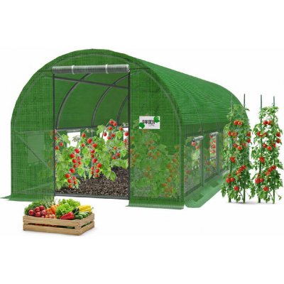Garden Line ZÁHRADNÍ FÓLIOVÝ TUNEL 5-SEGMENTOVÝ ZELENÝ 8 x 3 x 2 M *5620 – Sleviste.cz