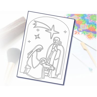 Radost v písku Šablona na pískování Ježíšek v jesličkách A4 210 x 297 mm – Zboží Dáma