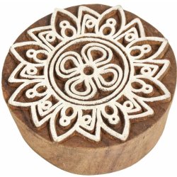 Sanu Babu Dřevěné vyřezávané razítko Mandala 6 cm