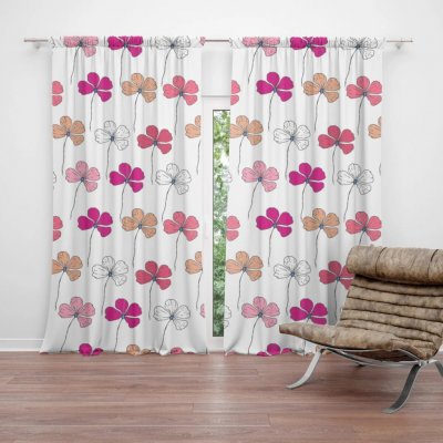 Sablio Závěs Růžové kvítí: 2ks 140x250cm – Hledejceny.cz