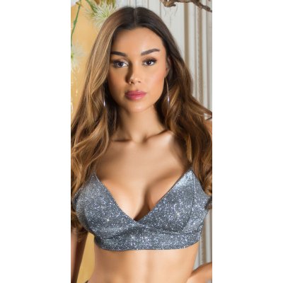 ! Sexy Koucla Musthave Glitter Crop Top Bralette silver – Zboží Mobilmania