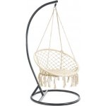 Textilomanie Béžové závěsné křeslo KOLUMBIA s černým stojanem – Sleviste.cz