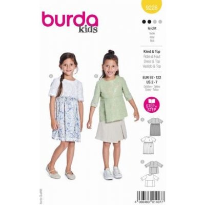 Střih Burda žlutý 9226 - nabírané dívčí šaty, empírové šaty a halenka – Zboží Mobilmania