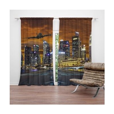 Sablio Závěs Letadlo nad mrakodrapy: 2ks 140x250cm – Hledejceny.cz