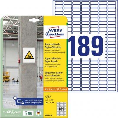 Avery Zweckform L7872-20 Super lepivé etikety 35,6x16,9mm 1600ks bílá – Sleviste.cz