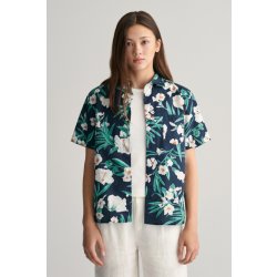 Gant Oleander Print Cotton Ss Shirt Evening Blue