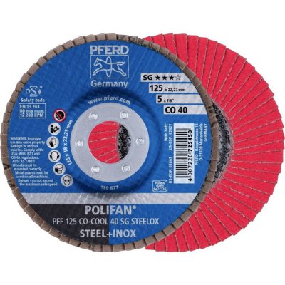 PFERD TOOLS 67660425 PFF 125 CO-COOL 40 SG STEELOX vějířovitý brusný kotouč Průměr 125 mm Ø otvoru 22.23 mm Zrnitost 40 Slitina hliníku, Slitina na bázi niklu, – Zboží Dáma