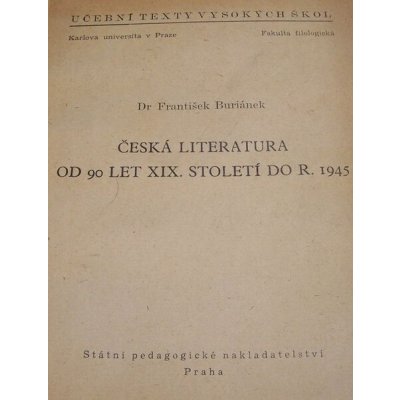 Česká literatura od 90. let XIX. století do roku 1945 – Hledejceny.cz