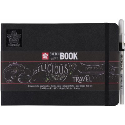 Sketchbook Sakura v pevné vazbě s černým papírem 140g 21 x 14,8 – Zboží Dáma