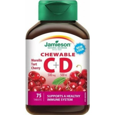 Jamieson Vitamíny C a D3 třešeň cucací 75 tablet – Hledejceny.cz
