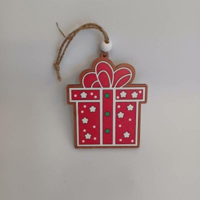 DECOLED Ozdoba, dárek, dřevěný, 7,7 x 9,5 cm, červený – Zboží Mobilmania