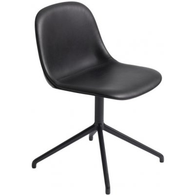 Muuto Fiber Side Chair Swivel Base kůže černá