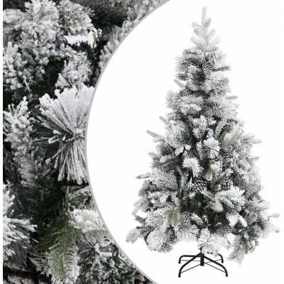 zahrada-XL Vánoční stromek se sněhem a šiškami 195 cm PVC a PE