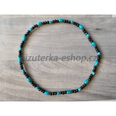 Bizuterka-eshop.cz dřevěné korálky na krk černo modré BZ-06918 – Zboží Mobilmania