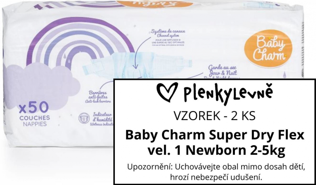 Baby Charm Super Dry Flex 1 Newborn 2-5kg 2 ks