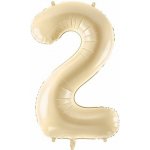 PartyDeco Fóliový balón narozeninové číslo 2 béžový 72 cm – Zboží Dáma
