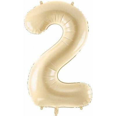 PartyDeco Fóliový balón narozeninové číslo 2 béžový 72 cm – Zboží Dáma