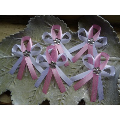 Svatební vývazek - bílá / růžová 94 – Zboží Dáma