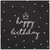 Ubrousky PartyDeco papírové ubrousky Happy Birthday černé s bílým potiskem 33x33cm 20ks