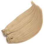 Clip in maxi set 43cm pravé lidské vlasy REMY přírodní blond – Sleviste.cz