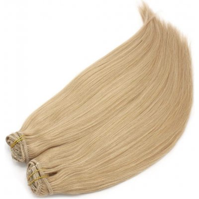 Clip in maxi set 43cm pravé lidské vlasy REMY přírodní blond – Sleviste.cz