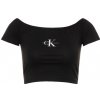 Dámská Trička Calvin Klein SS MONOGRAM LOGO BARDOT TOP černý