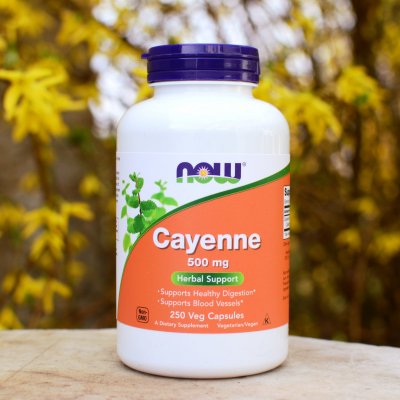 Now Foods Cayenne Kajenský pepř 500 mg 250 rostlinných kapslí