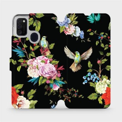 Pouzdro Mobiwear Parádní flip Samsung Galaxy M21 - VD09S - Ptáčci a květy – Zboží Mobilmania
