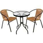 Crossheim C25002 Zahradní balkónový set 2+1 Miami Rattan PE hnědý – Zboží Dáma Crossheim C25002 Zahradní balkónový set 2+1 Miami Rattan PE hnědý – Zboží Dáma