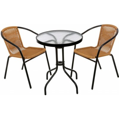 Crossheim C25002 Zahradní balkónový set 2+1 Miami Rattan PE hnědý – Zboží Dáma Crossheim C25002 Zahradní balkónový set 2+1 Miami Rattan PE hnědý – Zboží Dáma