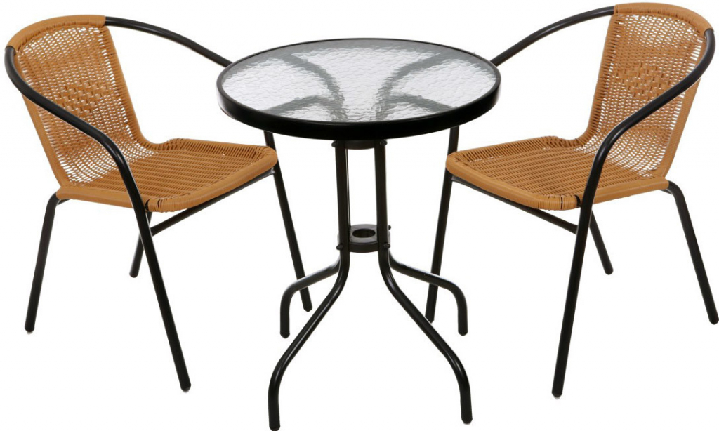 Crossheim C25002 Zahradní balkónový set 2+1 Miami Rattan PE hnědý