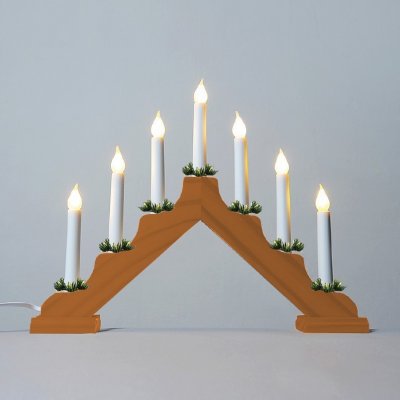 KONST KONSTSMIDE Adventní svícen tažená 2262-130.T dubový s taženou žárovkou LED FILAMENT 7x34V 3W