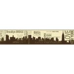 Impol Trade Samolepící bordura New York hnědo-zlatá 96004 5m x 9,6cm – Zboží Dáma