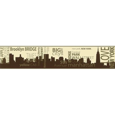 Impol Trade Samolepící bordura New York hnědo-zlatá 96004 5m x 9,6cm – Zboží Dáma