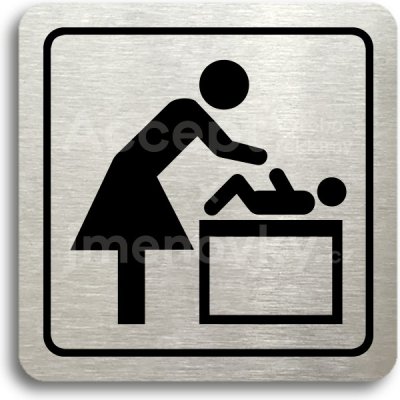 ACCEPT Piktogram přebalovací pult - stříbrná tabulka - černý tisk – Zboží Dáma