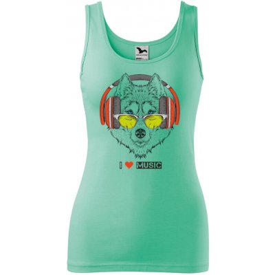 Dobrý Triko dámské tílko s potiskem I love music Mátová – Zboží Dáma