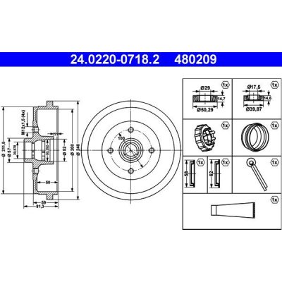 Brzdový buben ATE 24.0220-0718 (AT 480209)