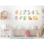 Nalepte.cz Barevná čísla textilní přelepitelné samolepky na zeď arch 46 x 21 cm – Hledejceny.cz
