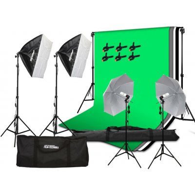 FILM-TECHNIKA Foto video studio set světel, stativů i foto pozadí (135W softbox světla) domácí studio, ateliér ER-BSU01 – Sleviste.cz