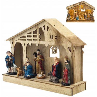 Emos LED dřevěná dekorace vánoční betlém 5 LED 19cm 3×AA časovač teplá bílá DCWW14 – Sleviste.cz