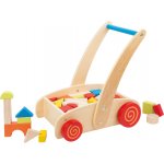 mamido Dětský dřevěný vozík s kostkami – Zboží Mobilmania