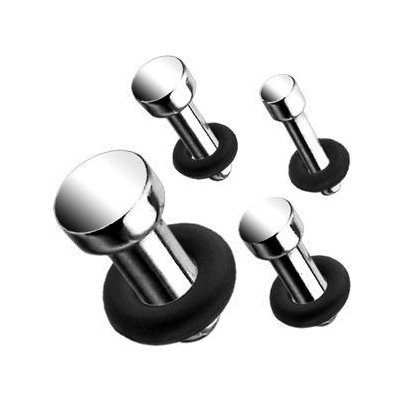 Šperky4U ocelový plug do ucha s gumičkou PL01274-06 – Zboží Dáma